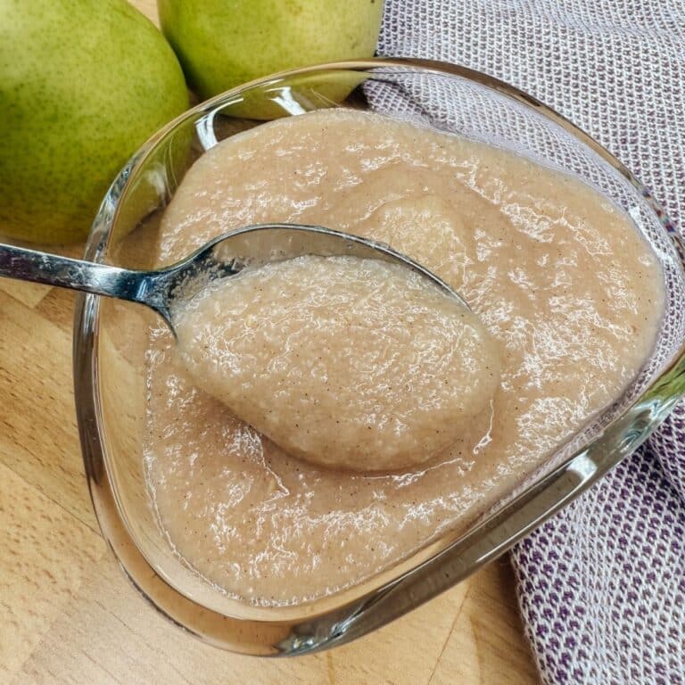 Close Up Of Pear Sauce