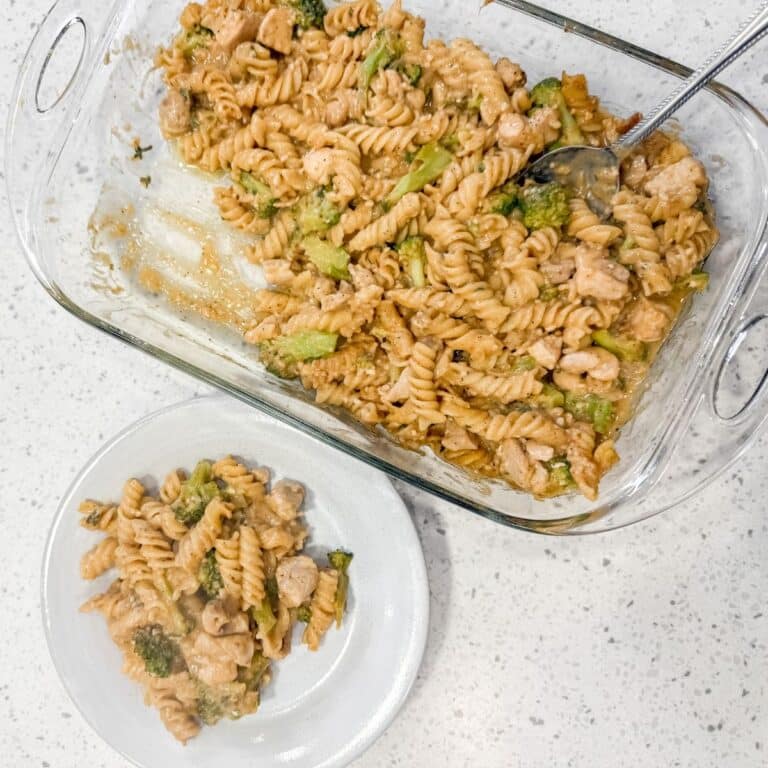 Bowl of Chicken and Broccoli Pasta Bake