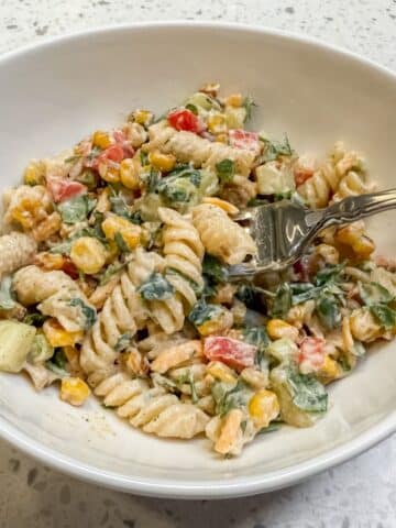 Bowl of Corn Pasta Salad