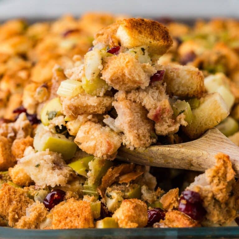 Perfectly done Cranberry Apple Walnut Stuffing