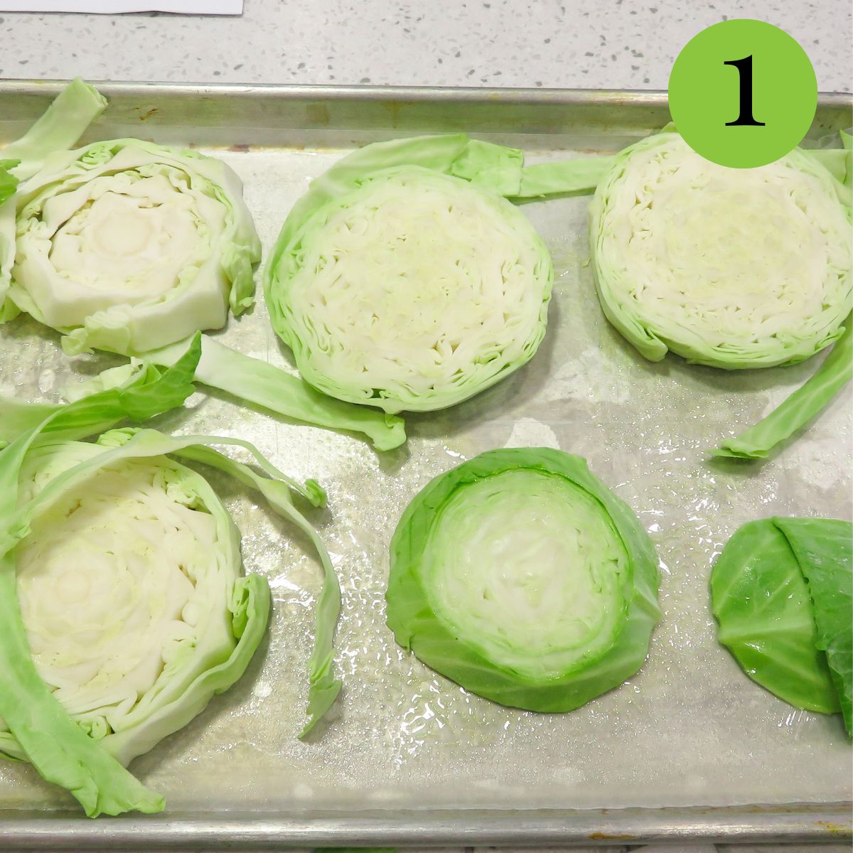 Step 1 of Roasted Cabbage Steaks