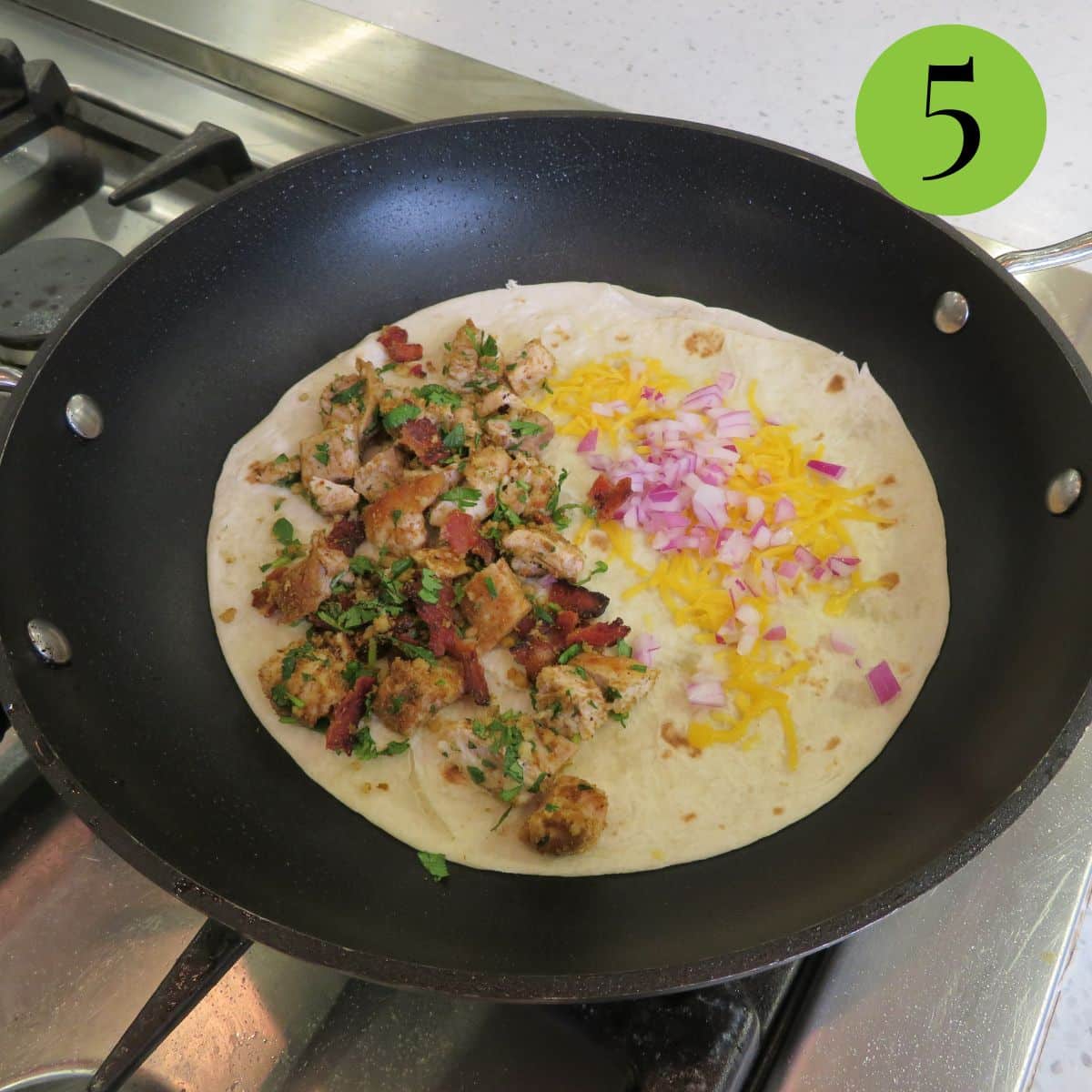 Step 5 Chicken Bacon Ranch Quesadilla