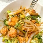 Close Up Of Cashew Chicken And Broccoli