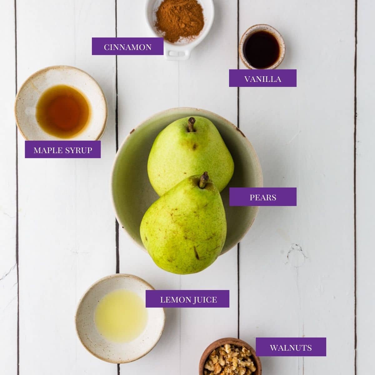 Close Up of Cinnamon Baked Pears ingredients