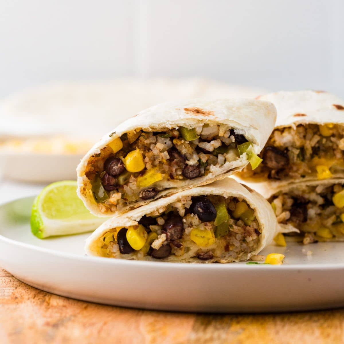 Perfectly done Rice, Corn and Black Bean Burritos