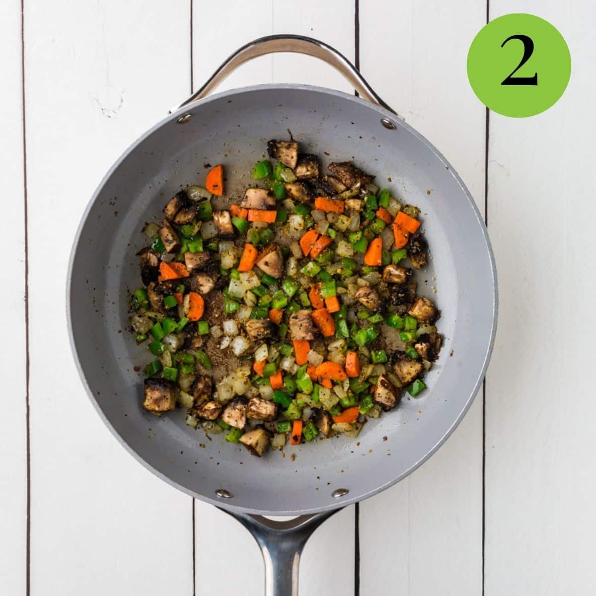 Step 2 of Vegetarian Sloppy Joe Wraps