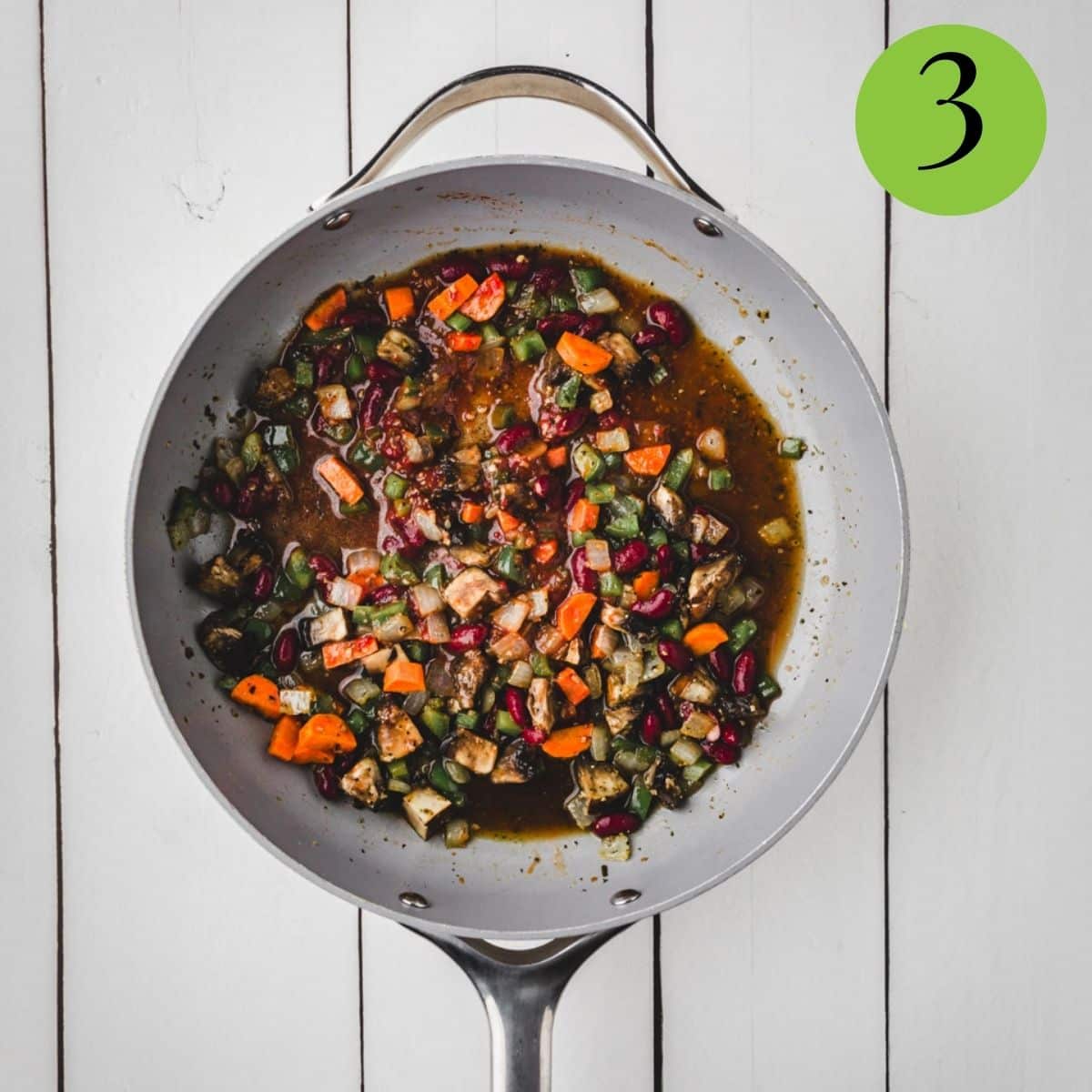 Step 3 of Vegetarian Sloppy Joe Wraps