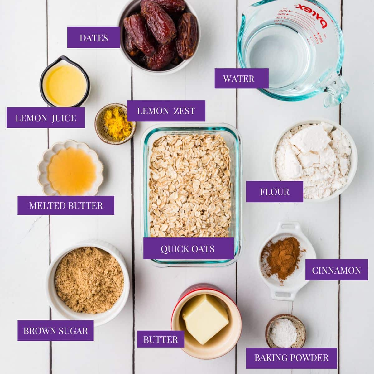 Close Up Of Healthy Oatmeal Date Bars Ingredients