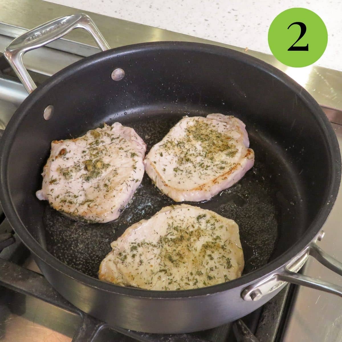 cooking ranch pork chops on stove