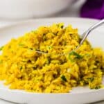 Close Up Of Garlic Turmeric Rice