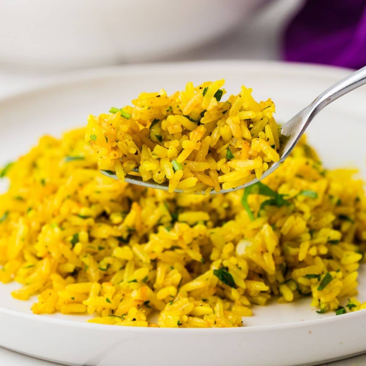 Close Up Of Garlic Turmeric Rice
