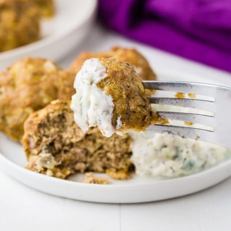 Close Up Of Greek Turkey Meatballs