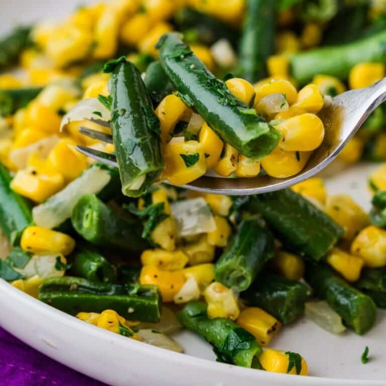 Close Up Of Green Beans And Corn