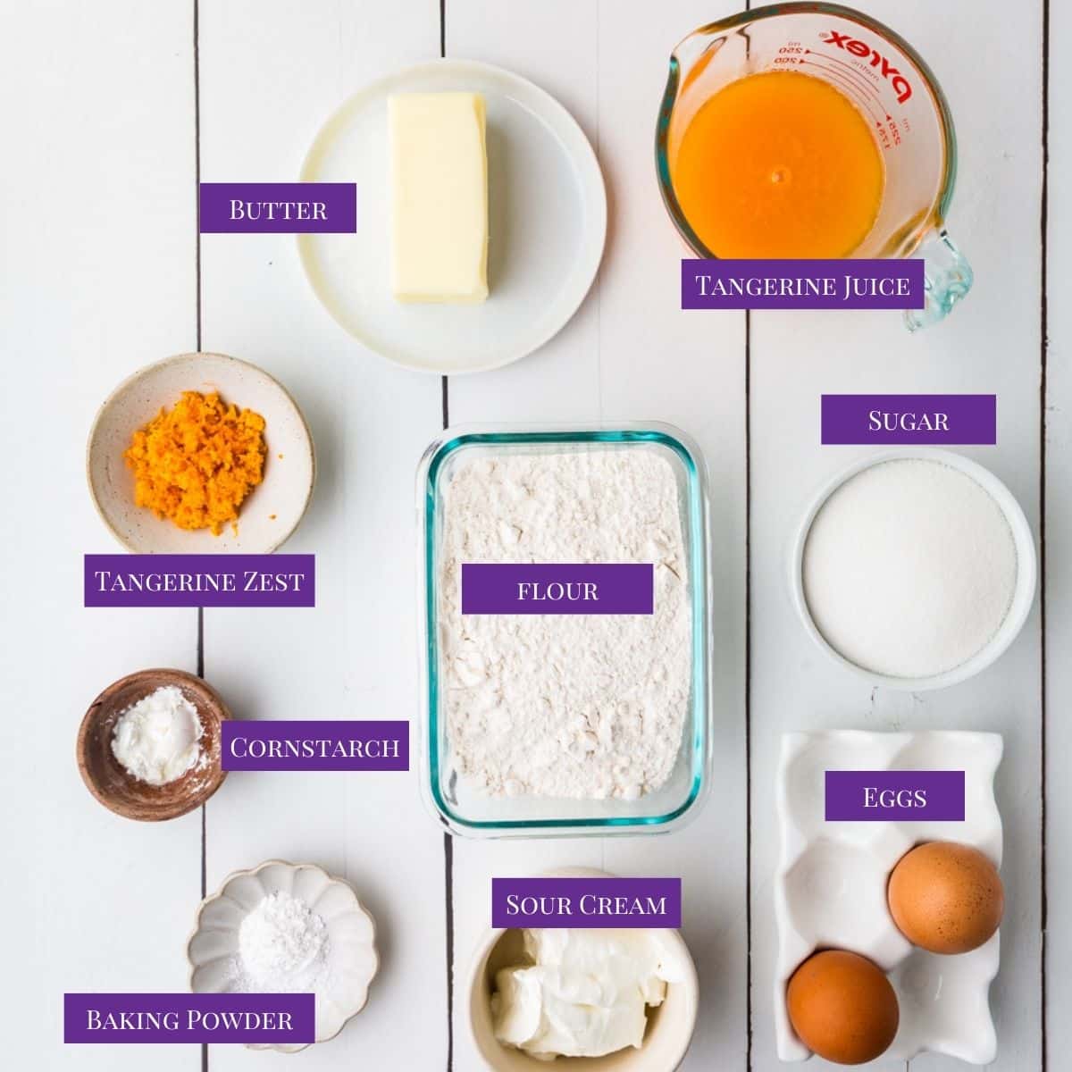 Close up of Tangerine Cake Ingredients
