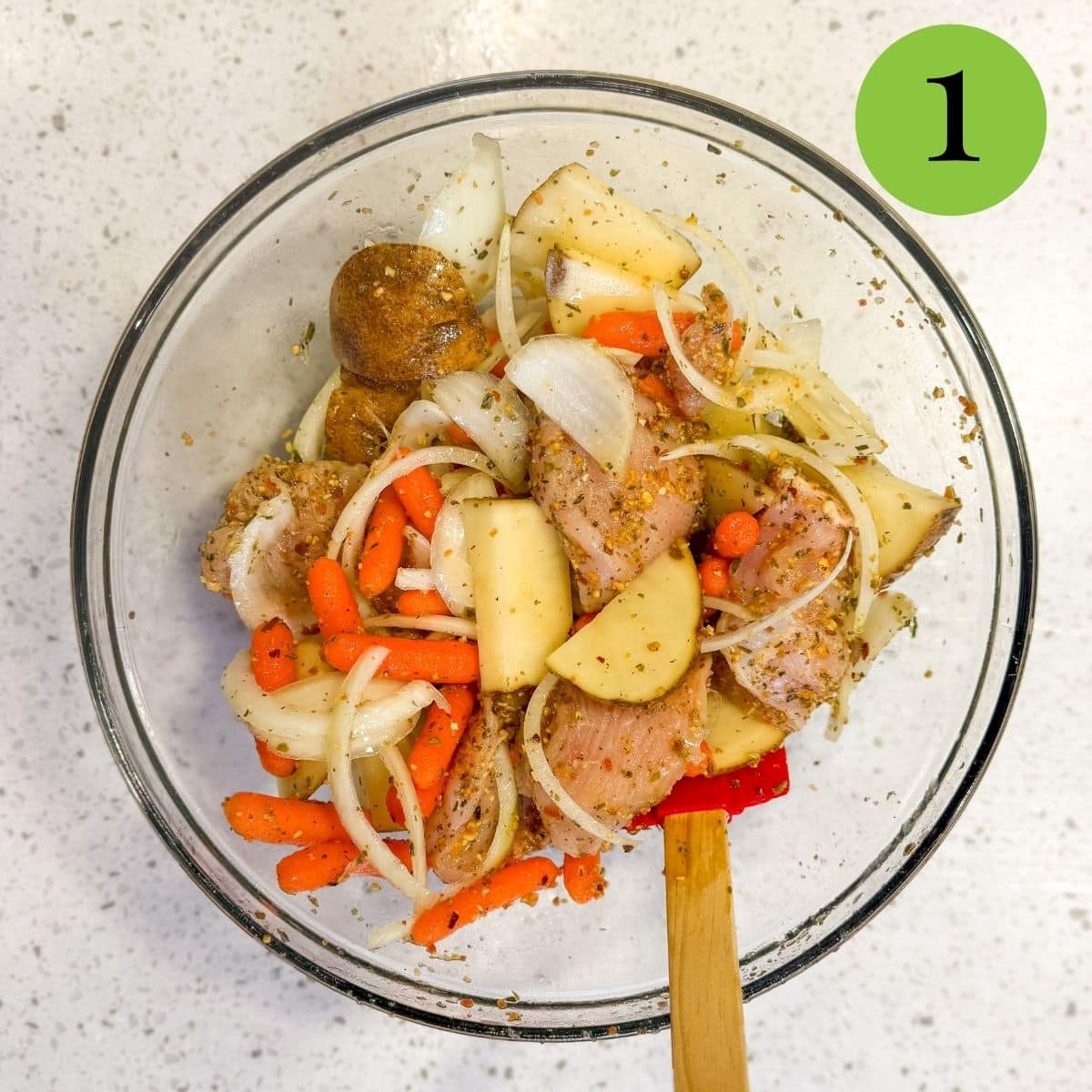 Step 1 of Baked Chicken and Root Vegetables
