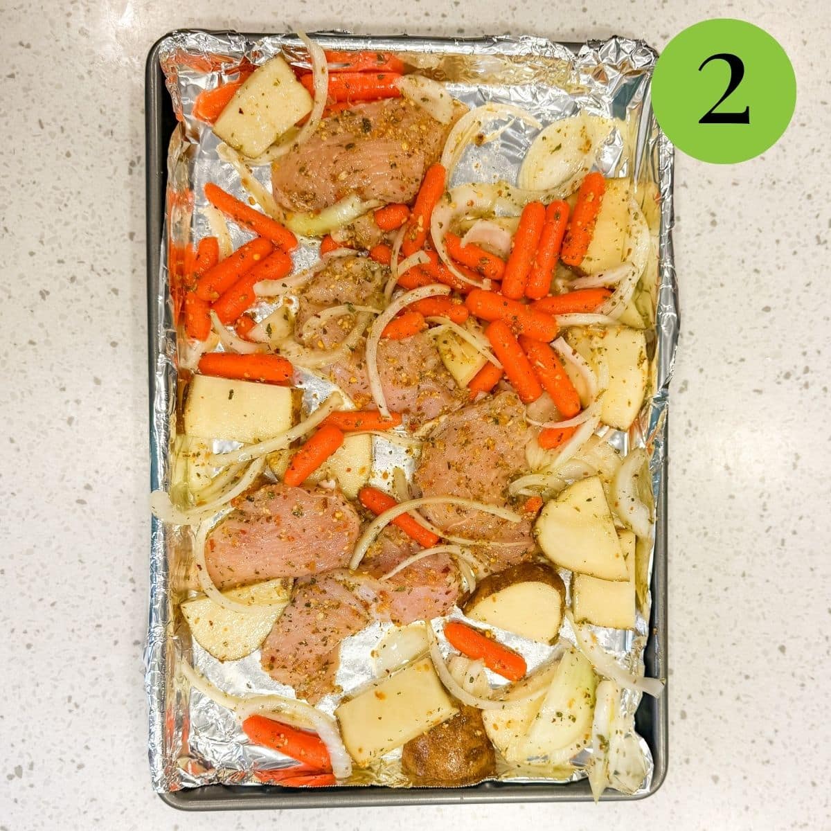 Step 2 of Baked Chicken and Root Vegetables