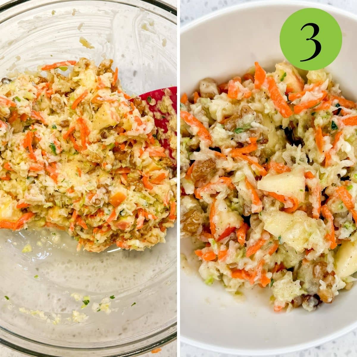 Step 3 of Apple Walnut Coleslaw